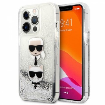 OEM Karl Lagerfeld KLHCP13XKICGLS iPhone 13 Pro Max 6,7" srebrny|silver hardcase Liquid Glitter Karl&Choupette Head