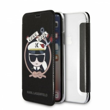 Karl Lagerfeld KLFLBKPXKSB iPhone X|Xs czarny|black bookcase Signature Glitter