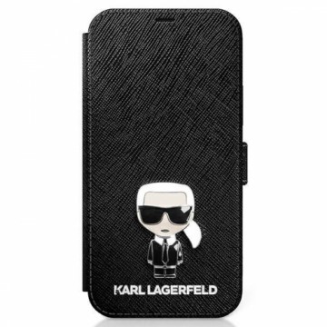 Karl Lagerfeld KLFLBKP12SIKMSBK iPhone 12 mini 5,4" czarny|black book Saffiano Ikonik Metal