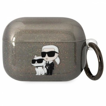 Karl Lagerfeld KLAPHNKCTGK Airpods Pro cover czarny|black Gliter Karl&Choupette