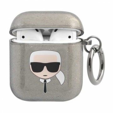 Karl Lagerfeld KLA2UKHGK AirPods cover czarny|black Glitter Karl`s Head