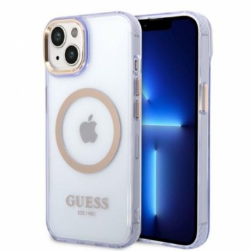 Guess GUHMP14SHTCMU iPhone 14 6,1" purpurowy|purple hard case Gold Outline Translucent MagSafe