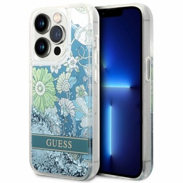 Guess GUHCP14XLFLSN iPhone 14 Pro Max 6,7" zielony|green hardcase Flower Liquid Glitter