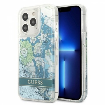 Guess GUHCP13XLFLSN iPhone 13 Pro Max 6,7" zielony|green hardcase Flower Liquid Glitter