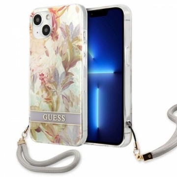 Guess GUHCP13SHFLSU iPhone 13 mini 5,4" fioletowy|purple hardcase Flower Strap