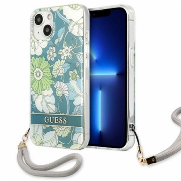 Guess GUHCP13SHFLSN iPhone 13 mini 5,4" zielony|green hardcase Flower Strap