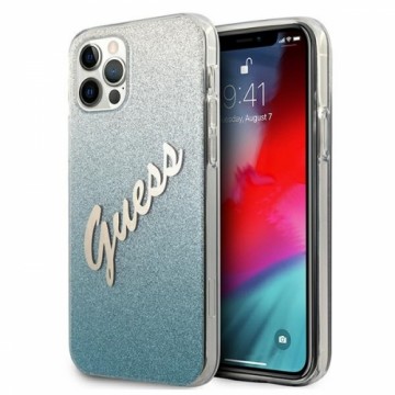 Guess GUHCP12MPCUGLSBL iPhone 12|12 Pro 6,1" niebieski|blue hardcase Glitter Gradient Script