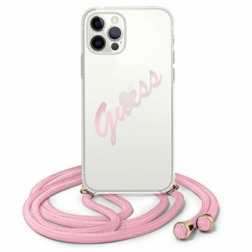 Guess GUHCP12MCRTVSPI iPhone 12|12 Pro 6,1" różowy|pink hardcase Script Vintage