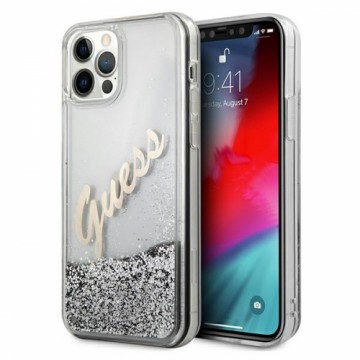 Guess GUHCP12LGLVSSI iPhone 12 Pro Max 6,7" srebrny|silver hardcase Glitter Vintage Script