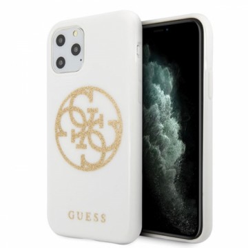 Guess GUHCN65TPUWHGLG iPhone 11 Pro Max biały|white hard case Glitter 4G Circle Logo