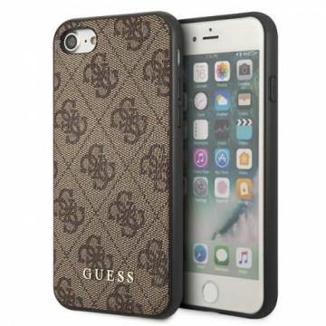 Guess GUHCI8G4GFBR iPhone SE 2022 | 2020 | 7 | 8 brązowy|brown hard case 4G Metal Gold Logo