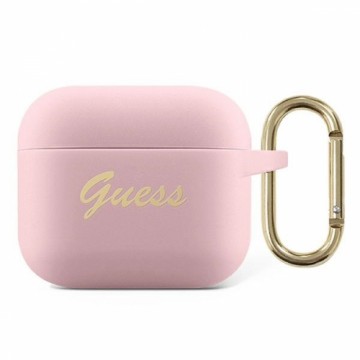 Guess GUA3SSSI AirPods 3 cover różowy|pink Silicone Vintage Script