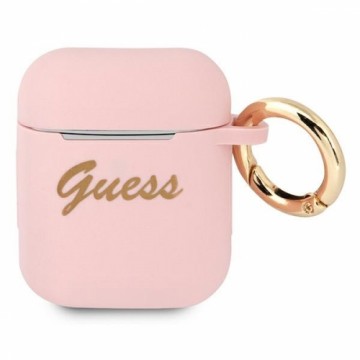 Guess GUA2SSSI AirPods cover różowy|pink Silicone Vintage Script