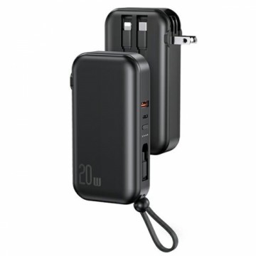 USAMS Powerbank PB63 3in1 10000mAh 20W Quick Charge US+EU Plug + Cables USB-C|Lightning|MicroUSB czarny|black 10KCD17201 (US-CD172)