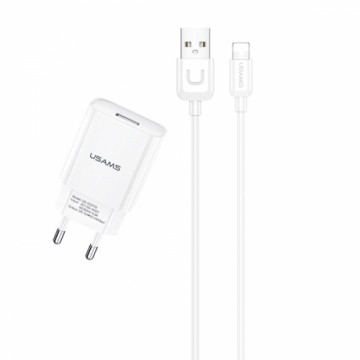 USAMS Ład. siec. 1xUSB T21 lightning biały|white 2,1A Fast Charging T21OCLN01