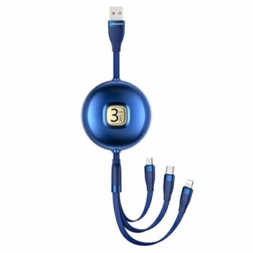 USAMS Kabel U69 3w1 1m niebieski|blue (lightning|microUSB|USB-C) SJ508USB02 (US-SJ508)