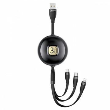 USAMS Kabel U69 3w1 1m czarny|black (lightning|microUSB|USB-C) SJ508USB01 (US-SJ508)