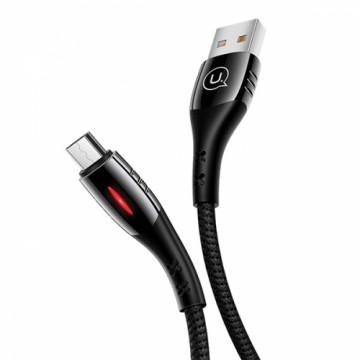 USAMS Kabel pleciony U-Tone microUSB 1.2m Power-off 2A Fast Charging czarny|black SJ346USB01 (US-SJ346)