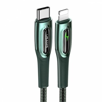 USAMS Kabel pleciony USB-C na Lightning Smart Power-off 20W PD Cable1.2m ciemny zielony|dark green SJ518USB02 (US-SJ518)