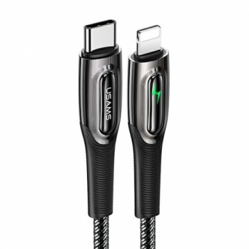 USAMS Kabel pleciony USB-C na Lightning Smart Power-off 20W PD Cable 1.2m czarny|black SJ518USB01 (US-SJ518)