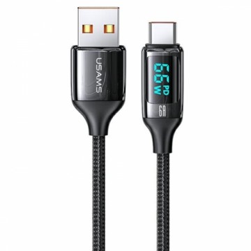 USAMS U78 USB-C braided cable 1.2m LED 6A Fast Charging |black | SJ544USB01 (US-SJ544)