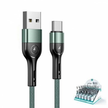 USAMS Kabel pleciony U55 2A USB-C 1szt. for set U55 zielony|green 1m SJ449USBSG02 (US-SJ449)