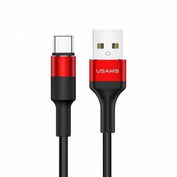 USAMS Kabel pleciony U5 2A USB-C czerwon y|red 1,2m SJ221TC02 (US-SJ221)