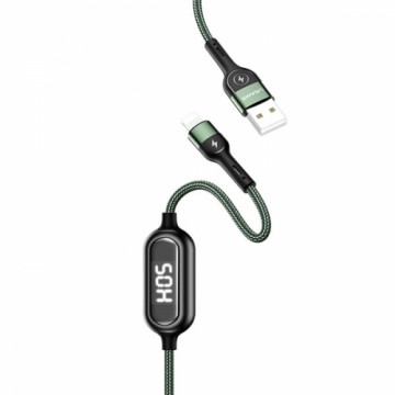 USAMS Kabel pleciony U48 lightning 1,2m 2A Fast Charging LED zielony|green SJ423USB02 (US-SJ423)