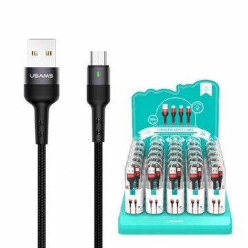 USAMS Kabel pleciony U26 microUSB 1m 1szt. for set 2A Fast Charging czarny|black SJ312MC01 (US-SJ312) SJ312USB01