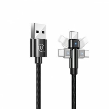 USAMS Kabel pleciony obrotowy U60 2A USB-C czarny|black 1m SJ477USB01 (US-SJ477)