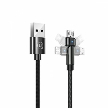 USAMS Kabel pleciony obrotowy U60 2A microUSB czarny|black 1m SJ478USB01 (US-SJ478)