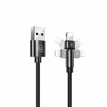 USAMS Kabel pleciony obrotowy U60 2A Lightning czarny|black 1m SJ476USB01 (US-SJ476)