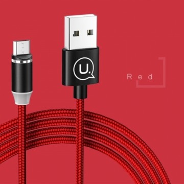 USAMS Kabel magnetyczny U-Sure microUSB 1m 2.1A pleciony czerwony|red SJ294USB02 (US-SJ294)