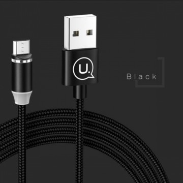 USAMS Kabel magnetyczny U-Sure microUSB 1m 2.1A pleciony czarny|black SJ294USB01 (US-SJ294)