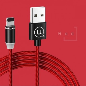 USAMS Kabel magnetyczny U-Sure lightning 1m 2.1A pleciony czerwony|red SJ292USB02 (US-SJ292)