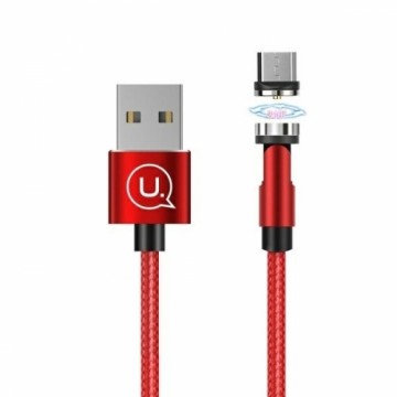 USAMS Kabel magnetyczny U59 microUSB 2.1A Fast Charge 1m pleciony czerwony|red SJ474USB02 (US-SJ474) regulowany kąt