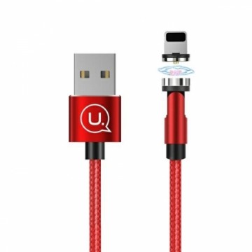 USAMS Kabel magnetyczny U59 lightning 2.1A Fast Charge 1m pleciony czerwony|red SJ472USB02 (US-SJ472) regulowany kąt