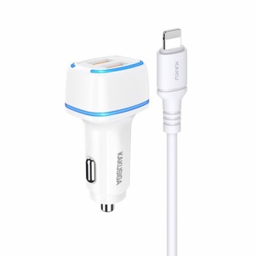 OEM KAKU Car Charger KSC-528 Shengyu - 2xUSB - 2,8A with USB to Lightning white