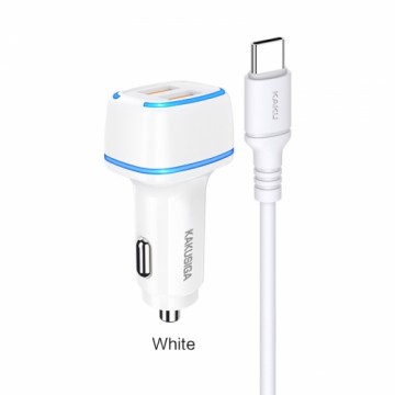 KAKU Car Charger KSC-528 Shengyu - 2xUSB - 2,8A with USB to Type C white