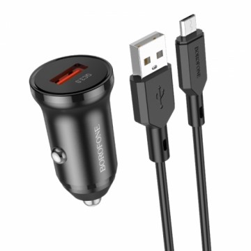 OEM Borofone Car charger BZ18 - USB - QC 3.0 18W with USB to Micro USB cable black