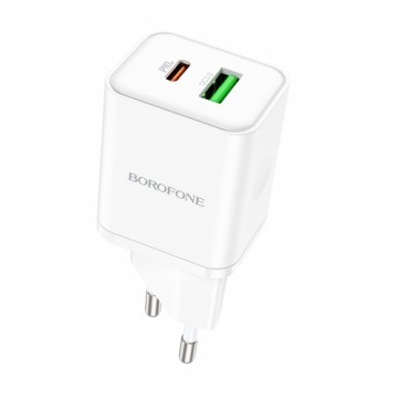 Borofone Wall charger BN7 - USB + Type C - QC 3.0 PD 20W white