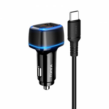 KAKU Car Charger KSC-528 Shengyu - 2xUSB - 2,8A with USB to Type C black