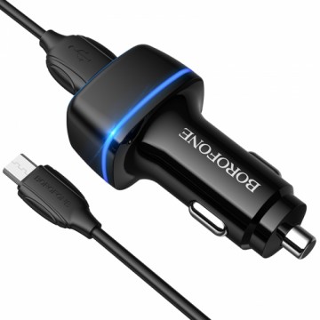 OEM Borofone Car charger BZ14 Max - 2xUSB - 2,4A with USB to Micro USB cable black