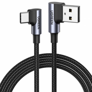 USB-C-uz USB-A 2.0 leņķveida kabelis UGREEN US176, 3A, 3 m (melns)