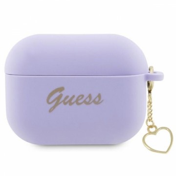 Guess GUAP2LSCHSU AirPods Pro 2 cover purple|purple Silicone Charm Heart Collection