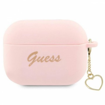 Guess GUAP2LSCHSP AirPods Pro 2 cover pink|pink Silicone Charm Heart Collection