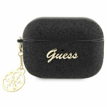 Guess GUAP2GLGSHK AirPods Pro 2 cover black|black Glitter Flake 4G Charm