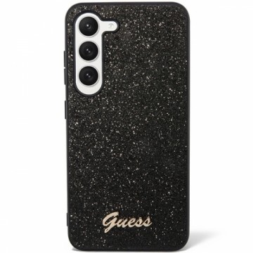 Guess PC|TPU Glitter Flakes Metal Logo Case for Samsung Galaxy S23 Black