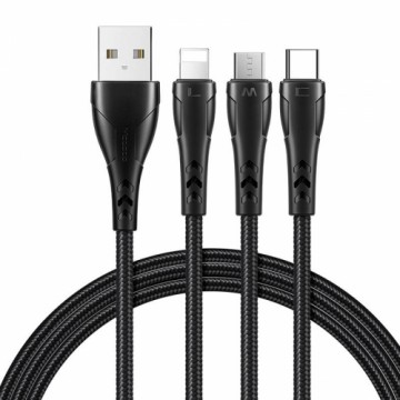 3v1 USB-uz USB-C | Lightning | Micro USB kabelis, Mcdodo CA-6960, 1,2 m (melns)