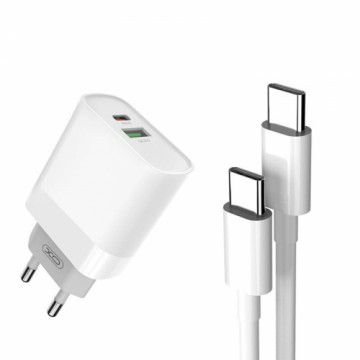 Wall Charger with + USB-C Cable XO L64 20W, QC3.0, PD (white)